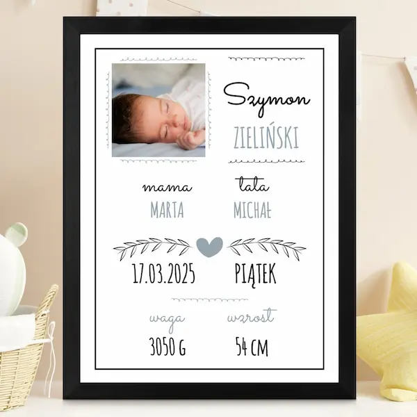 Personalizowany plakat z okazji narodzin chłopca