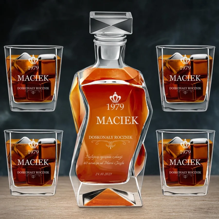 Karafka z grawerem I 4 szklanki